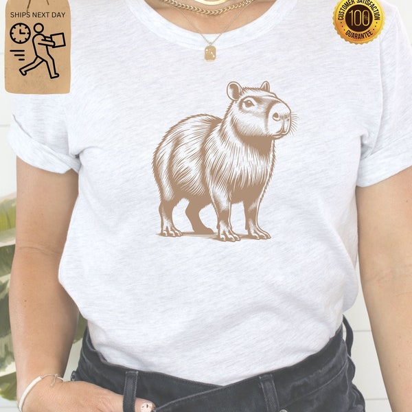 Capybara Sketch T-Shirt -  cute rodent apparel ,Funny Rodent Shirt for Women, Men, Kids - Cute Mouse Tee with lovable Rat - Vintage Theme