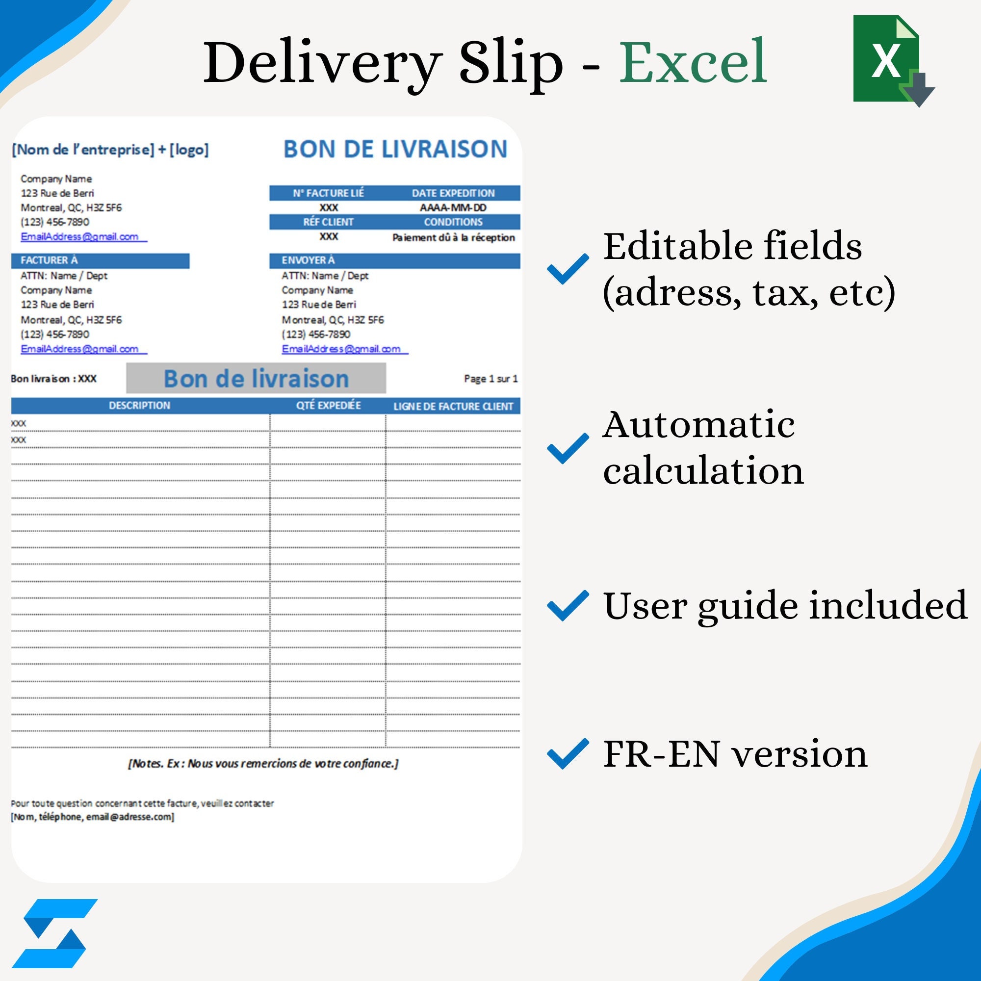 Delivery Note Template, Digital Download, Easy to use, Professional Delivery Note Template, Digital Download