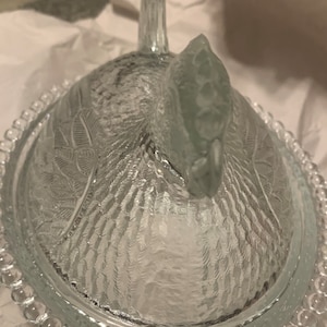 Vintage Indians glass hen on nest cleaner chicken candy dish with lid