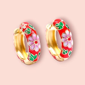 Emaille Ohrringe - Bunter vergoldeter Schmuck für Frauen