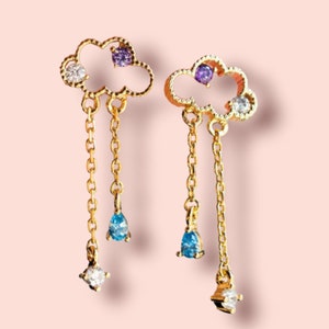 Regenwolken Ohrringe, Regentropfen Ohrringe, Spaß Ohrringe, Zierliche Ohrringe, Muttertagsgeschenk, Mama Geschenkideen, Valentinsgeschenk