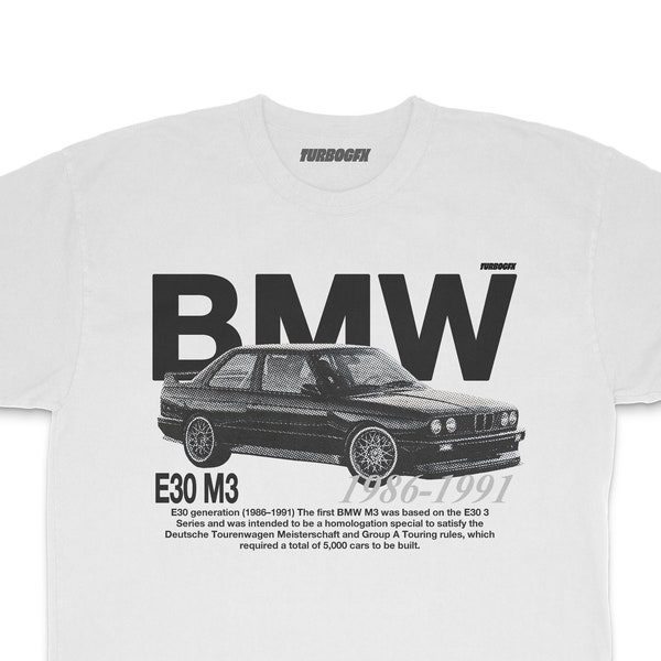 Vintage Car T-Shirt BMW E30 M3 Racing Streetwear / Gifts For Car Guys / Gift For Dad