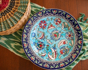 Handmade Ceramic Plate (33cm / 13"), Traditional Turkish Tile Plate, Wall Decor Plate