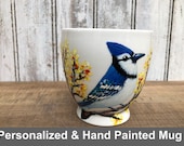 Hand Painted Blue Jay Mug