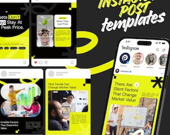 Instagram-mallpaket – Redigerbart kit för sociala medier (Canva, Photoshop, Figma)
