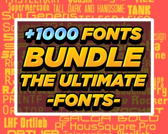 Paket med över 1000 typsnitt | Designertypsnittssamling | Paket med handskrivna, serif- och sans-typsnitt | Direkt digital nedladdning