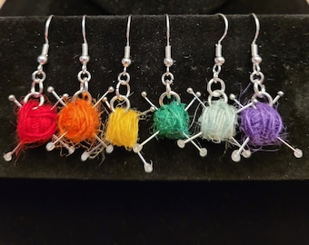 Yarn Ball Earrings