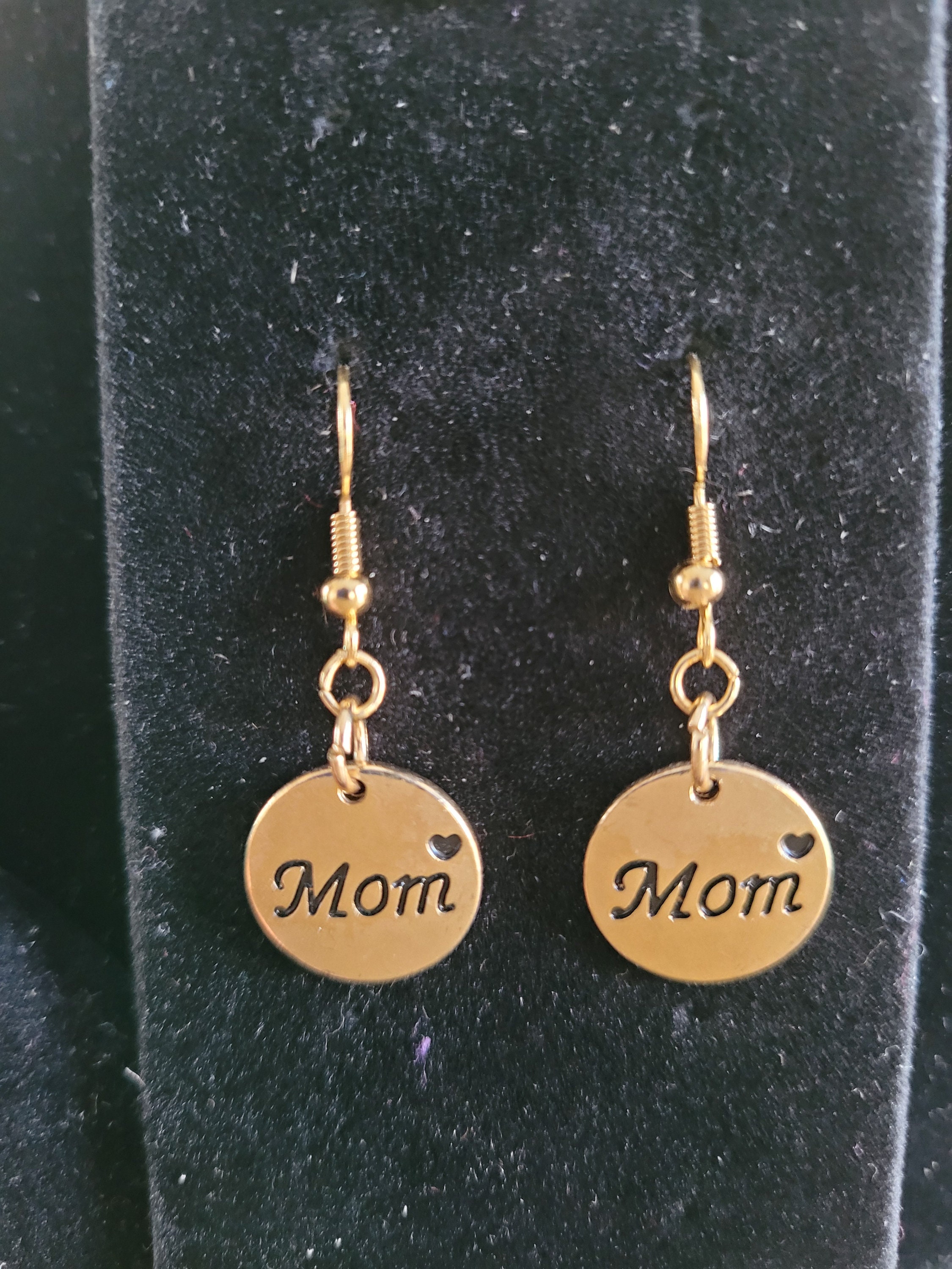 Stainless Steel Gold Color I Love MAMA Letter Necklace Earrings Set Love  Heart Mom Daughter Figure Jewelry Set Mother's Day Gift
