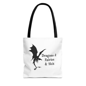 Whimsical Dragon & Fairy Tote Bag, Fun Shopping Bag, Gift for Fantasy Lovers, Beach Tote, Eco-Friendly Reusable Bag