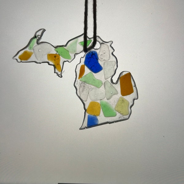 Michigan beach glass car hanger/ornament