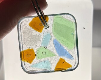 Resin Beach glass keychain
