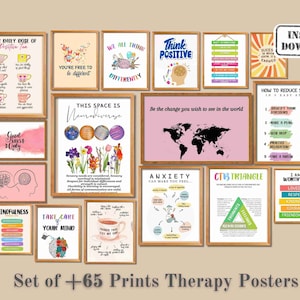 65+ School Counseling Posters |Therapy Signs for Office | Mental Health Bundle | Psychologist-Therapist Quotes Printable | Digital Download