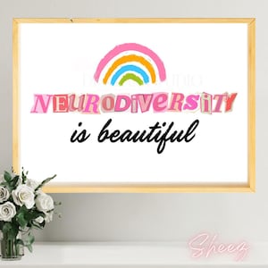 Neurodiversity Is Beautiful Poster, Autism/ADHD Acceptance, Neurodivergent Posters, Disability Wall Art, Special Education, OT, PT & slp