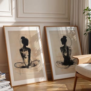 Abstrakte weibliche Skizze, Minimalistische Linie Kunstdruck, moderne Wanddekoration, elegante Figur Zeichnung, ästhetische Wandkunst, große Wandkunst-Dekor