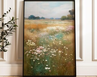 Vintage Floral Wall Art, Modern Flower Print, Botanical Art Print, Framed or Poster, Aesthetic Wall Decor, Large Wall Art, Nature Artwork