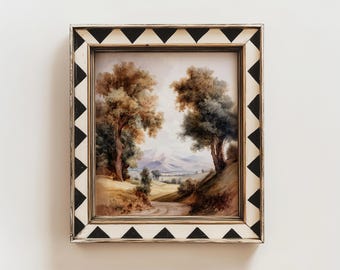 Countryside Autumn Watercolor Landscape, Mountain Road Wall Art, Rustic Nature Print, Warm Neutral Poster Decor