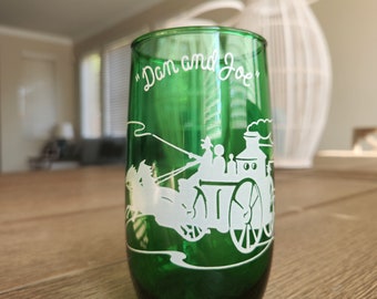 50s Anchor Hocking "Dan and Joe" Roly Poly Green Glass