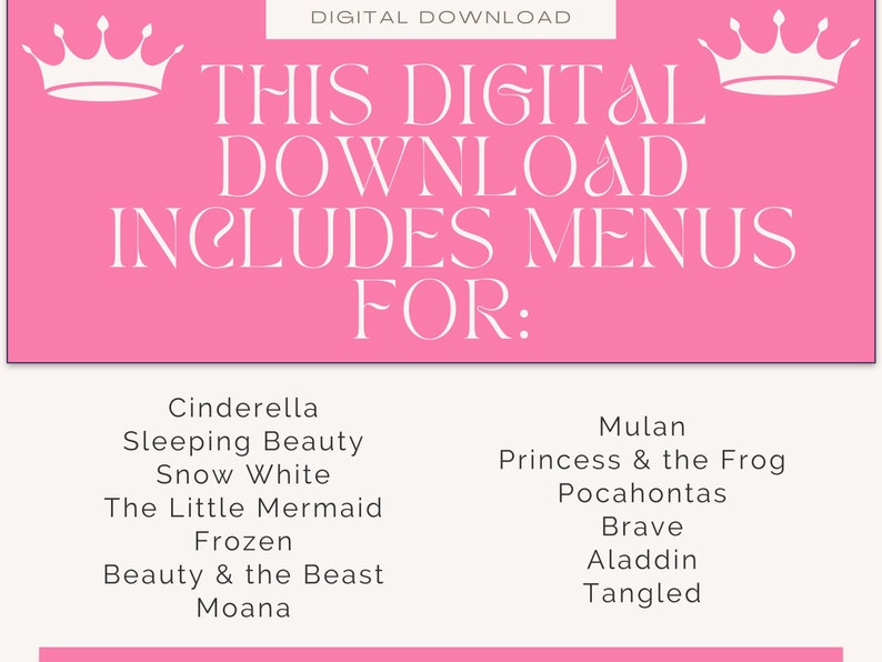 Princess Coloring Menu Princess Edition - 13 Menus - Etsy