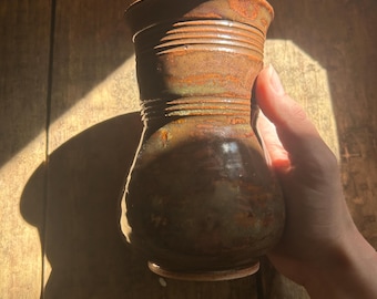 ダークブラウン セラミックテクスチャー 花瓶 - Etsy 日本
