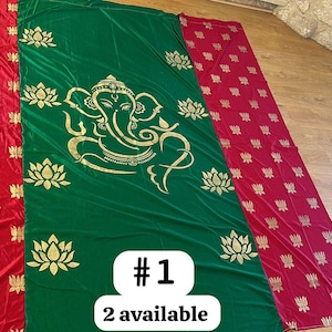 Pooja backdrop sheets | 8/8feet size  statin | Pooja Backdrop Fabric/South Asian Decor/Indian Decor/Pooja Decor/Housewarming /Mandir...