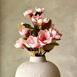 Artificial Yulan Magnolia Flower Stem: Pink Foam Floral Decor