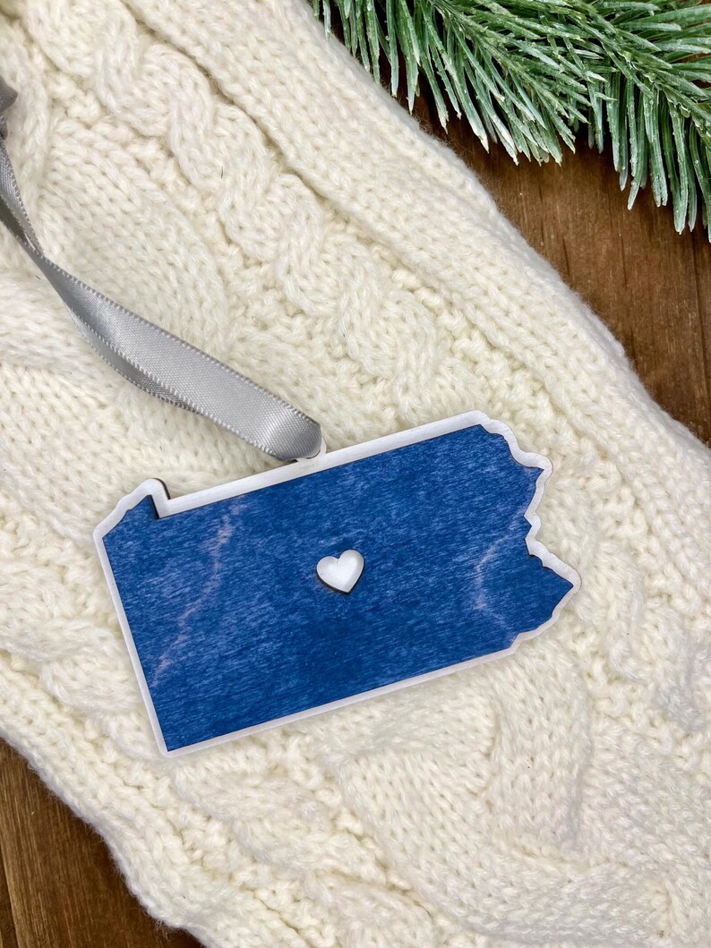 State College Heart Ornament, Pennsylvania Christmas Gifts, PA Holiday