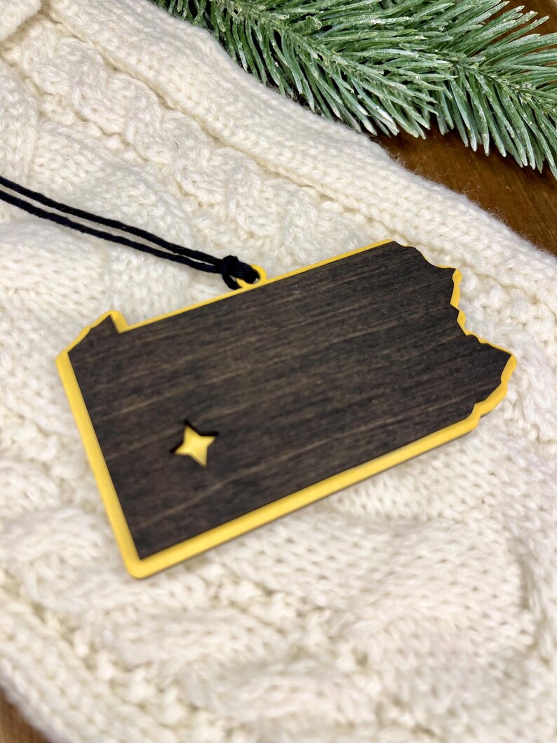 Pittsburgh Fan Ornament, Black and Yellow Gift, Pittsburgh Pennsylvania