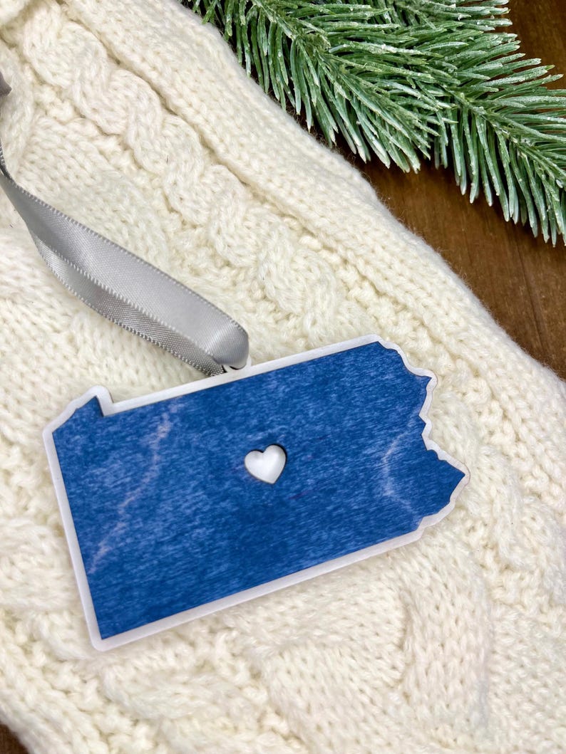 State College Heart Ornament, Pennsylvania Christmas Gifts, PA Holiday