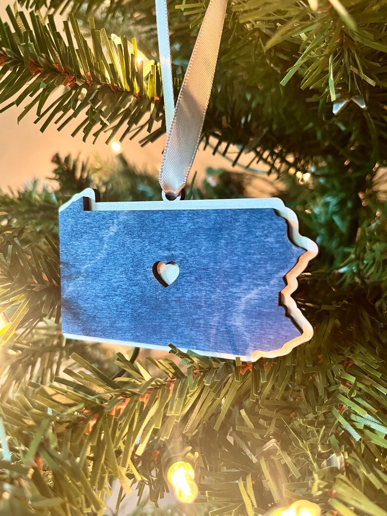 State College Heart Ornament, Pennsylvania Christmas Gifts, PA Holiday