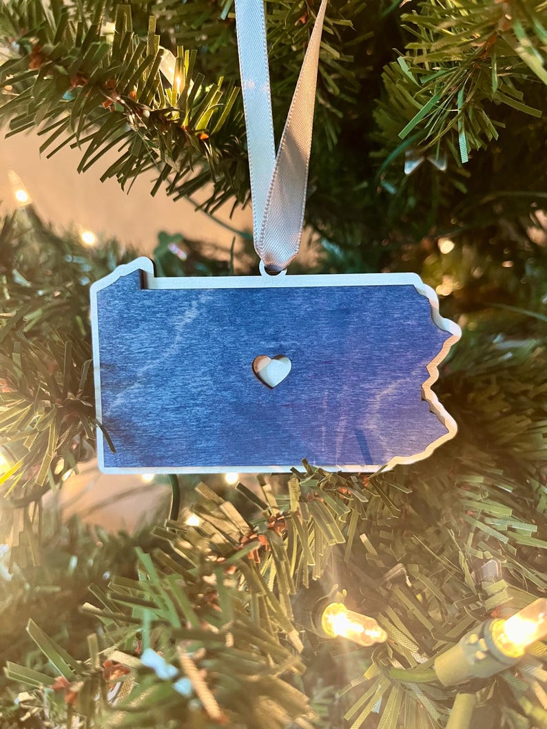 State College Heart Ornament, Pennsylvania Christmas Gifts, PA Holiday