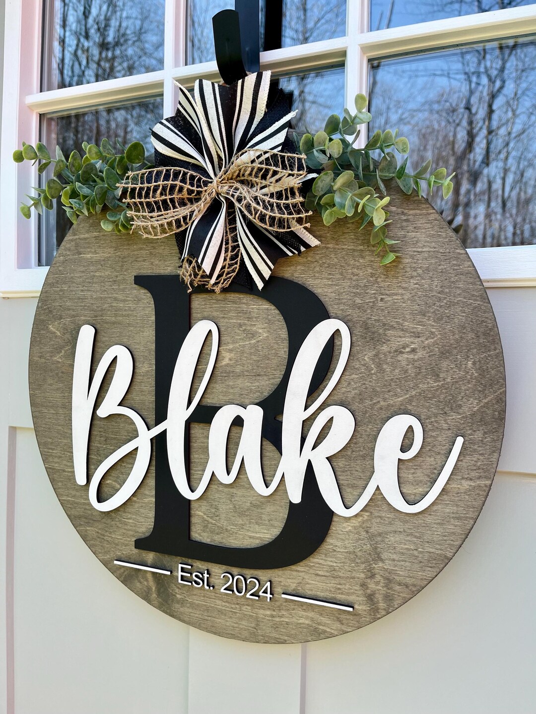 Personalized Wood Door Hanger, Family Name Door Sign, Last Name Wood ...