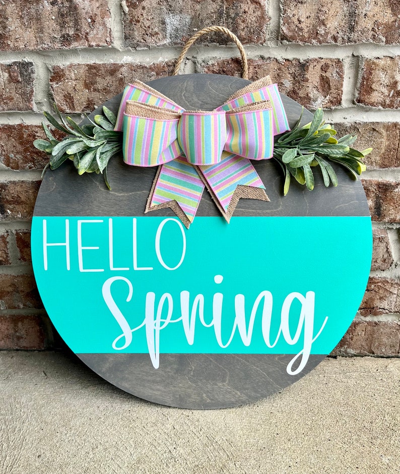 Hello Spring Door Hanger Bright Sign Easter Front Etsy
