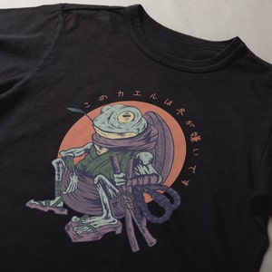 Frog Samurai Anime Character T-shirt | Vintage Japanese Graphic Design | Unisex Heavy Cotton Tee