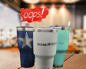 Oops Engraved Drinkware - Variety of brands, Random Color, Random Engrave - Perfect for White Elephant  or Mystery Gag gift at a discount