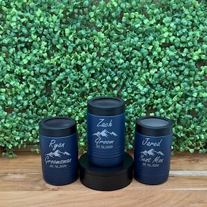 personalized can cooler  - Laser Engraved Beverage Holder for Any Occasion - Steel Can Cooler - Bachelor Party Gift - Beer Can Holder