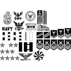 US Navy Bundle - Veteran svg - Navy Logo png - Enlisted Rank - Officer Rank - Line Art - Clip Art - SVG, Png, Works on Laser, Cricut and CNC