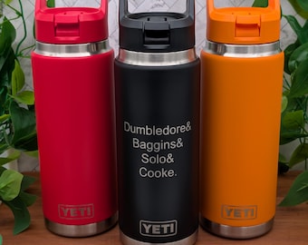 Custom Engraved Yeti 26oz Water Bottle, Straw Cap Rambler