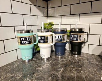 YETI Mug personnalisé 35 oz avec anse et couvercle en paille Gobelet yéti personnalisé 35 oz avec paille - Gravure laser - Logo personnalisé - Mug à eau