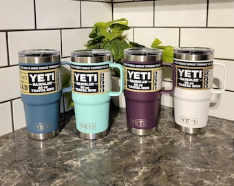 YETI Travel Mug 20 oz Personalize - with Handle - Custom Engraved YETI Mug - Laser Etched - Yeti Gift - Coffee Mug - 20oz Company Logo Gift