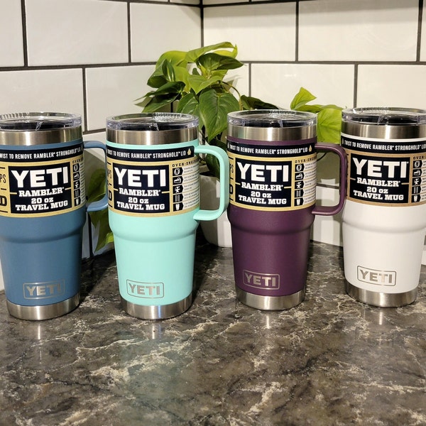 YETI Travel Mug 20 oz Personalize - with Handle - Custom Engraved YETI Mug - Laser Etched - Yeti Gift - Coffee Mug - 20oz Company Logo Gift