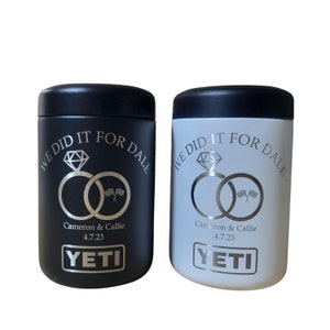 Porte-canette YETI gravé à personnaliser Porte-canette en métal Cadeau de garçon d'honneur, témoin, fête de mariage Refroidisseur de canette Yeti 12 oz, 12 oz mince, 16 oz image 2