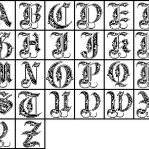 Gothic Old English Monogram SVG Bundle 26 Letter Split Old English Monogram Letter Digital Download  - SVG File for Cricut, Laser, and CNC