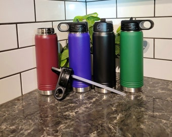 Personalized Laser Engraved Water Bottle, Stainless Steel Fliptop Lid, 20oz