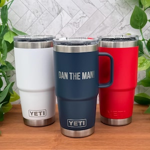 YETI Travel Mug 20 oz Personalize - with Handle - Custom Engraved YETI Mug - Laser Etched - Yeti Gift - Coffee Mug - 20oz Company Logo Gift