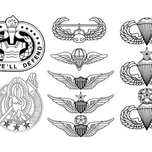 US Army Badge Bundel - Veteraan svg - Army Badges png - Drill Sergeant - Recruiter - Airborne - Sniper - Werkt met Laser, Cricut of CNC