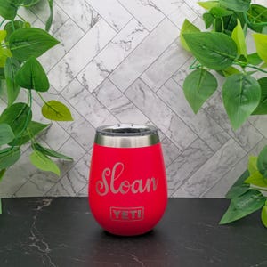 Personalized Yeti Wine Tumbler, 10 oz Wine Cup with Lid, Custom Gift for Her or Wedding Guests, Engraved Teacher Appreciation Drinkware