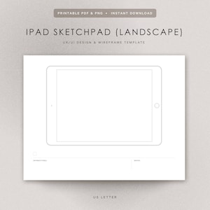 iPad Design Printable Sketchbook (Landscape) - Tablet UX/UI Wireframe Mockup - PDF Download