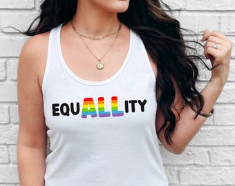 EquALLity racerback-tanktop dames | LGBTQ+-rechten en sociale rechtvaardigheid Activisme Top
