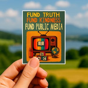 Support Public Media Sticker: Vintage TV Art, NPR & PBS