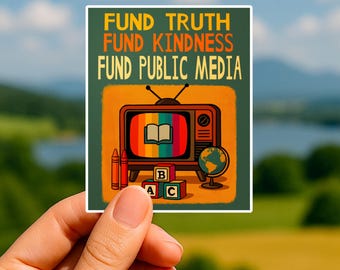 Pegatina de apoyo a los medios públicos: Arte de televisión vintage, NPR y PBS